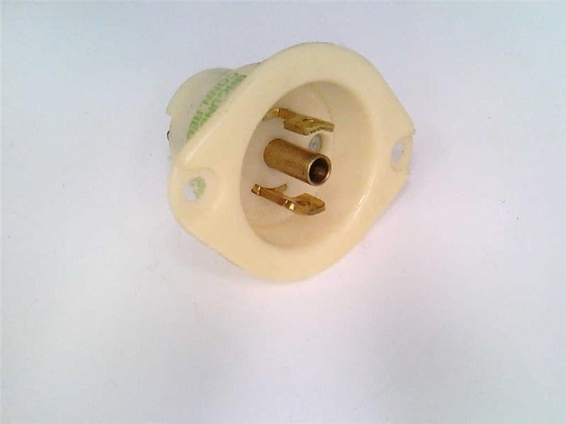 Bryant Electric 7595MB Industrial Grade Midget Locking Flanged Inlet, 2-Pole, 3-Wire, Nema Ml-2P, 15 Amp, 125V, White