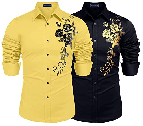 Image of Zombom Men's Regular Fit Cotton Blend Printed Full Sleeve Casual Shirts