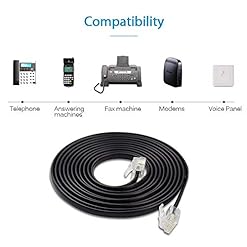 Alternative view of SHONCO 2 Pack 2M 6.6ft Phone Telephone Extension Cord Cable Line Wire with Standard RJ11 6P4C Plugs for Landline Telephone,Black