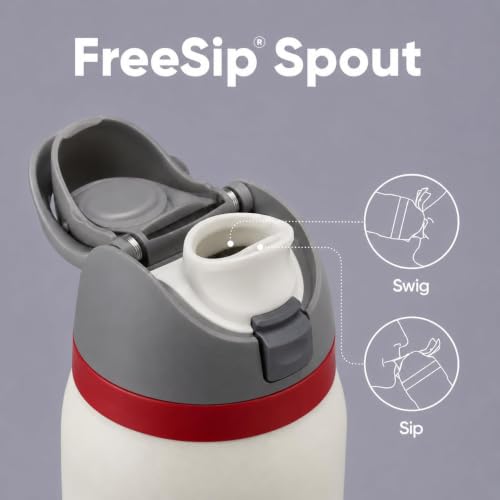 Image of HomeCloud 950ML Stainless Steel Water Bottle - Double-Wall Vacuum Insulated, Leakproof Straw Lid, BPA-Free Reusable Travel Flask with Two-Way Spout for Gym, Office & Outdoor Use (S White Grey)