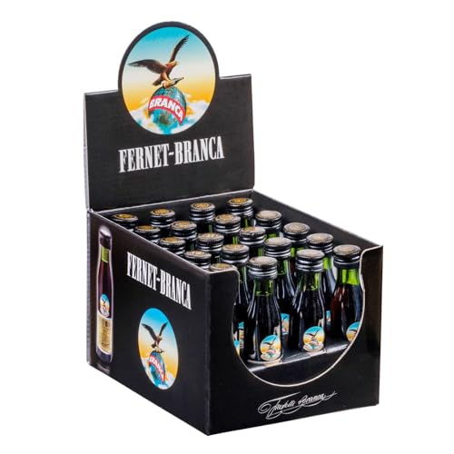 Fernet Branca Bitter 20x 0 02l Mini-Flaschen aus Plastik - Italienischer Kräuterlikör mit 27 Kräutern 39% Vol. - ideal als Digestif & Geschenkidee