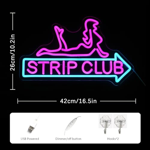 LMSIGNLY STRIP CLUB Neon Sign Women Neon Light Sign for Wall Decor Dimmable Dance Club Neon Light Sign Letter LED Sign for Bedroom Living Room Club Dancing Party Ball Christmas Gift
