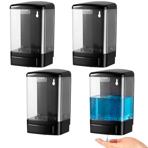 Image of Hushee 4 Pcs Plastic Wall Mounted Soap Dispenser Commercial Manual Soap Containers Wall Dispenser for Kitchen Shower Hotel Liquid Shampoo Gel Chamber(33.8 oz 1000 ml,Clear)