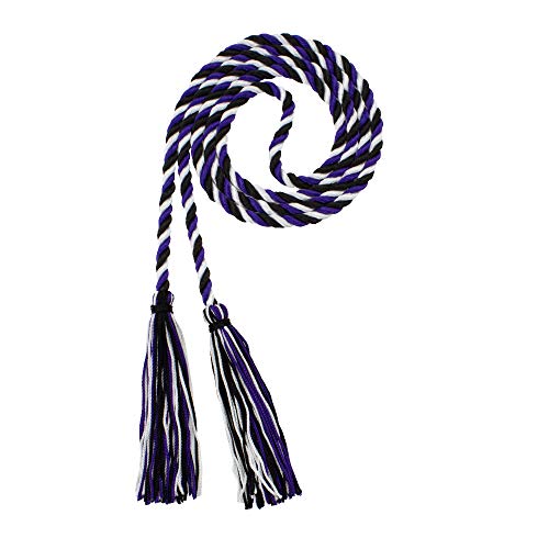 Image of Graduation Honor Cord - Black /Purple /White - Every School Color Available - Made in USA