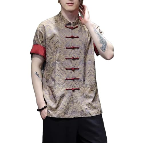 Chemise courte homme col mao style chinois et kung fu pour l'été