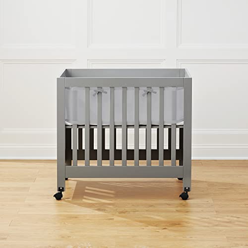 Image of Halo Mini Crib Breathable Mesh Liner, Classic 3mm Mesh, Gray, Size 4M Covers 4 Sides FITS MINI Cribs with 38x24 inch Mattress ONLY
