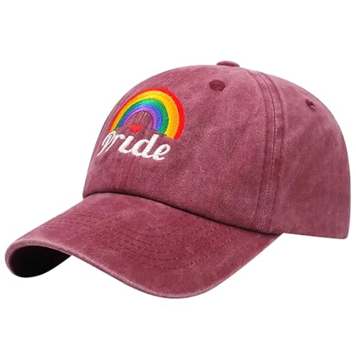 Caxndycing Regenbogen Baseballkappe Gay Pride Flag Snapback Hut LGBTQ Zubehör Kopfbedeckung Festival Sommer Sonnenhut für Damen und Herren CSD Party Cap Parade Outfit