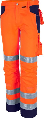 Qualitex Warnschutz-Bund-Hose Arbeits-Hose PRO MG 245 - orange/Marine - Größe: 56