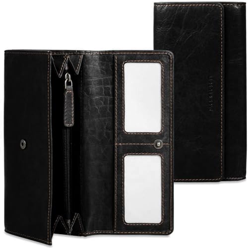 Jack Georges Women's Voyager Clutch Wallet in Buffalo Leather #7726 (Black)