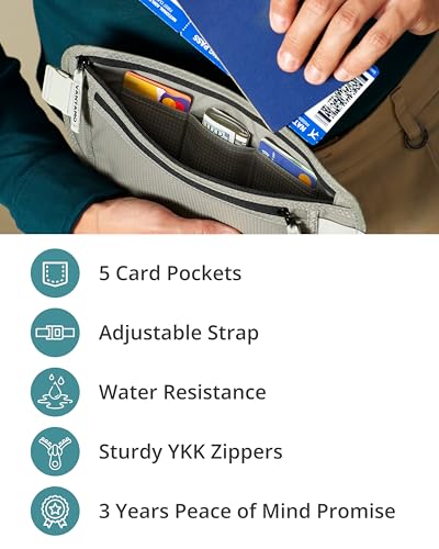 Image of Vantamo Money Belt with RFID For Men & Women, Hidden Passport Holder for Travel, 2 Compartment Travel Fanny Pack for Women Anti Theft