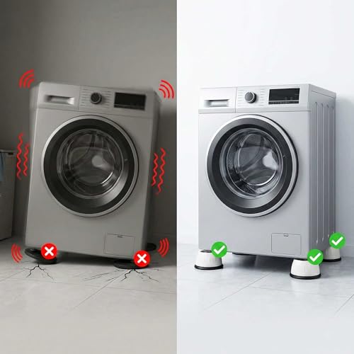 Image of SAI PRASEEDA Anti-Vibration Washing Machine Pads | 1 Set (4 pcs) | Grey | Round Shape | Anti-Slip Support for Washer, Fridge, Furniture, Beds, Tables, Sofa | Shock & Noise Reduction