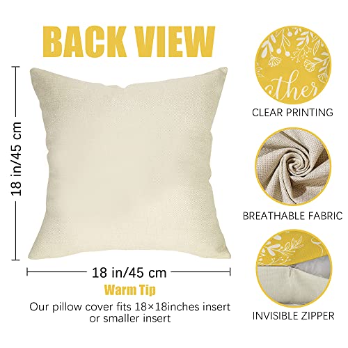 Fahrendom Hello Sunshine Decorative Throw Pillow Cover 18 X 18 Set Of 4, Spring Summer Yellow Daisy Floral Flower Porch Patio Outdoor Pillowcase, Just Bloom Gather Sofa Couch Cushion Case Home Decor #TOP1