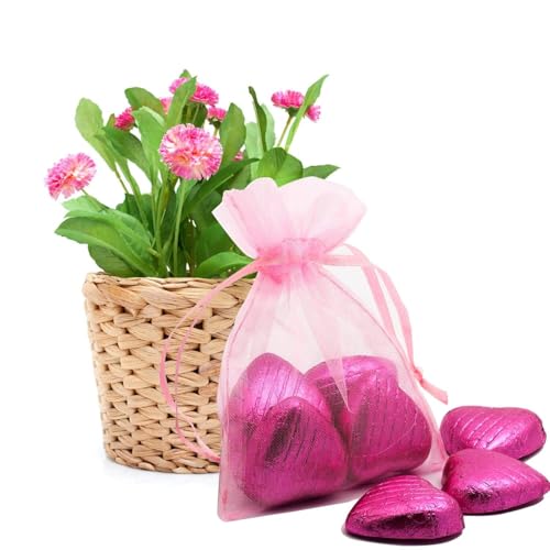 Image of Dealglad 50pcs Drawstring Organza Jewelry Candy Pouch Christmas Wedding Party Favor Gift Bags (3x4, Pink)