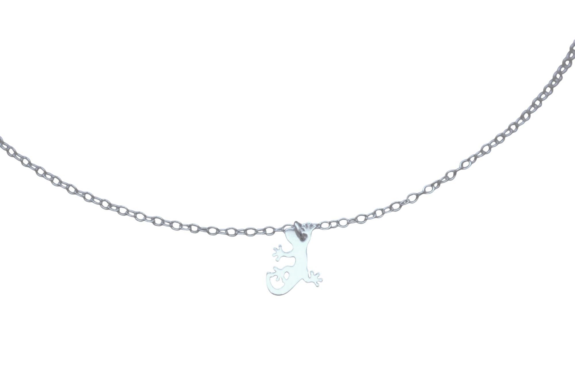 Collier argent massif pendentif lézard salamandre, chaîne pendentif totem - 7
