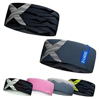 Junior 4-14 Jahre Sport Stirnband zum Wenden, 2-lagig für kalte Temperaturen, schnelltrocknend, Headband, Ohrenschützer, Schweißband, Haarband, Kopfband, Wandern, Laufen, Rad, Ski (GreyX)