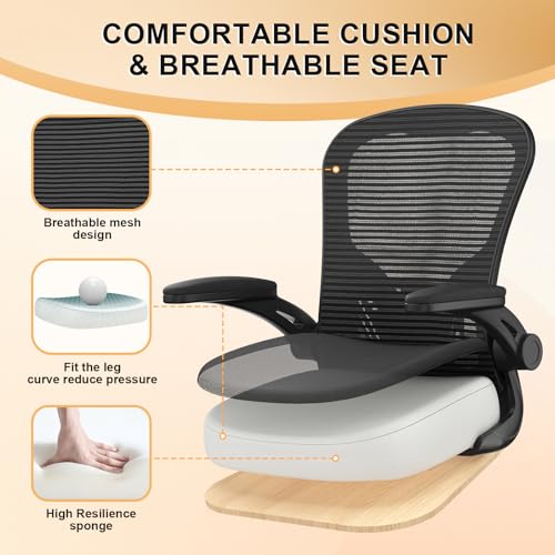 Image of Office Chair, Ergonomic Desk Chairs 330LBS Capacity High Back Mesh Computer Chair with Flip-up Armrests, Comfy Work Chair with Adjustable Lumbar Support (Pack of 2)