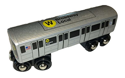 MUNI PALS New York City Subway Wooden Railway (B Division) W Train/Broadway Local–Child Safe and Tested Wood Toy Train