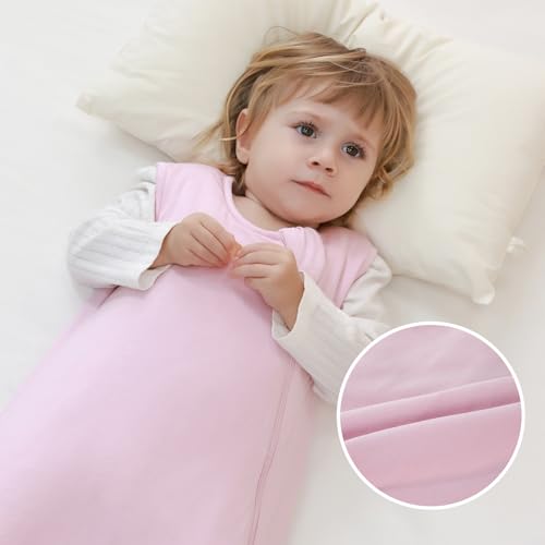 Image of Mosebears Unisex Rayon Made from Bamboo Sleep Sack with 2-Way Zipper,2.5 Tog Baby Winter Sleep Sack (Blush,0-6 Months)