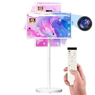 SDYSTVAI 32" FHD Smart Portable TV, Rolling TV on Wheels, Android 15 OS, 6G +128GB Storage, Portable Touch Screen Monitor, 8MP Camera, Built-in Battery, Full Swivel Rotation, Voice Remote