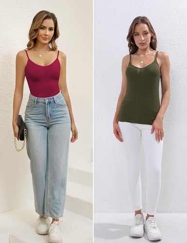 Image of BQTQ 5 Pcs Womens V Neck Camisoles Spaghetti Strap Slim-Fit Undershirts