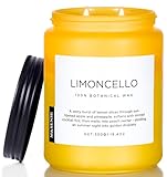 M&SENSE Limocello Sommer-Duftkerze, 550 g, 110 Stunden lang anhaltende Brenndauer, ungiftig, natürliches Sojawachs, Zitrone, stark duftend, für Heimdekoration, 2 Dochte, entspannende Kerze, Geschenke
