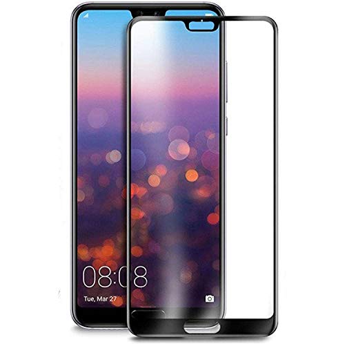 Protector de Pantalla Completa Full Glue para Huawei P20 Pro de Dureza de 9H sin Burbujas .Full Cover Cristal Vidrio Templado Premium de Completa con Bordes Redondeados (Negro)