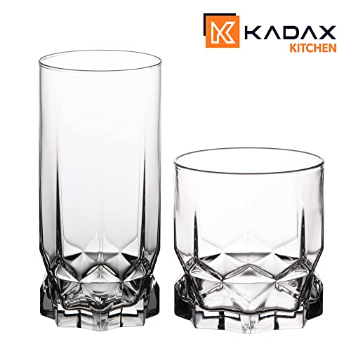 KADAX Verres à Boire pour Toutes les Occasions, Verres Transparents pour Jus, Cocktails, Eau et Soda (325 ml, Lot de 12 : 6 x Haut + 6 x Bas) – Image 4