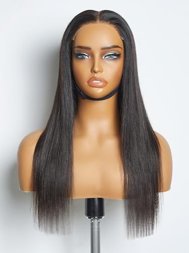 LUVME 18 Inch 5x5 HD Lace Closure Wigs Human Hair Ready to Go Glueless Wigs Human Hair Pre Plucked Pre Cut 180% Density Straight Lace Front Wigs Human Hair for Women