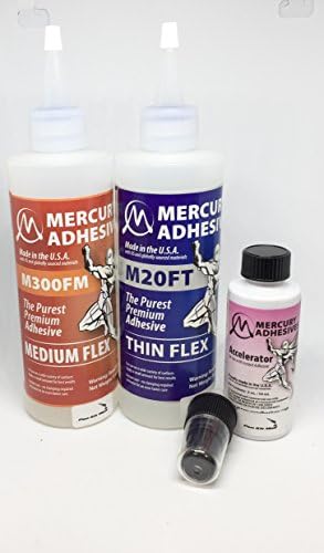 PKM Mercury Adhesives Flex Combo PK 8 OZ Thin Flex 8 OZ MED Flex & 2 OZ ACTIVATOR/Accelerator