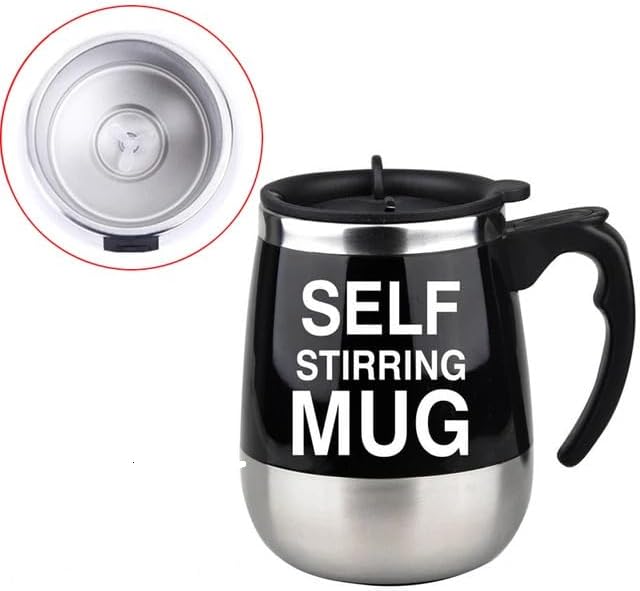 New Automatic Self Stirring Magnetic Mug Coffee Milk Mixing Cup Blender Lazy Smart Mixer Thermal Cup Creative Stainless Steel (self black)
