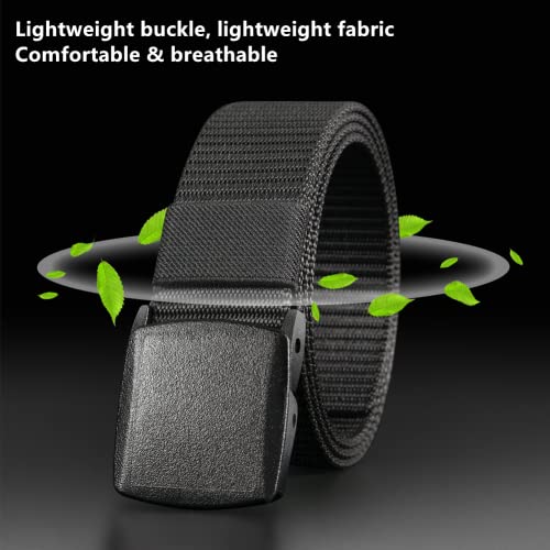 Plus Size Belt for Big Men & Women, 8 Pack Nylon Military Tactical Plastic Buckle Belt, 59 Inches, Black, Grey, Brown, Green3