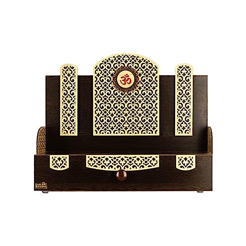 Pooja Chowki bois compact avec LED : optimisez votre petit espace de prière mural