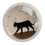 Silueta de gato linda pata de mascota, perillas ilustración de resina para cajones pomos de armario perillas decorativas para gabinete armario traje de cuatro piezas