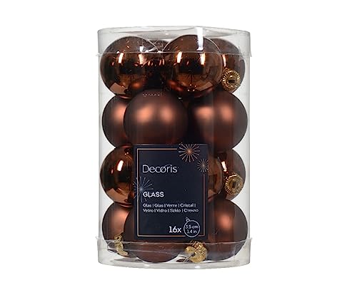 Weihnachtskugeln Glas 35mm x 16 Stück kleine Christbaumkugeln Espressobraun lederbraun - Schokobraun - kastanienbraun - kupferbraun - Zimt
