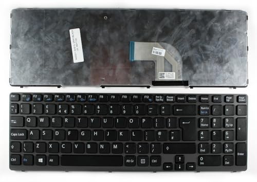 Power4Laptops Royaume-Uni Gris Cadre Noir Clavier pour Ordinateur Portable (PC) de Remplacement Compatible avec Sony Vaio SVE1511X1RW