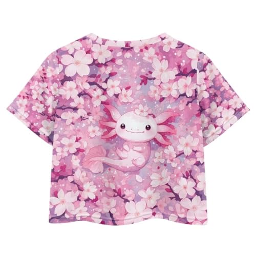 Image of Girl Crop Top Shirts for Summer Cute T Shirts Short Sleeve Tees for Kids 5-16