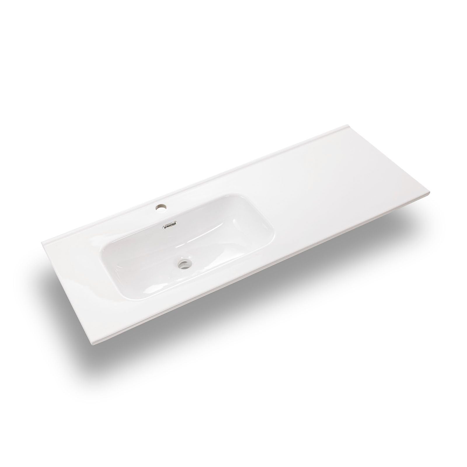 AQA DESIGN accessori casa composizione vasca bagno, nr2 cassetti con scorrimento e chiusura soft close, maniglia a gola in melaminico, nr1 specchio - Bianco - 121x46,5x190 cm