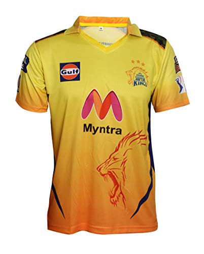 KD Cricket IPL Jersey Custom Name & Number Supporter Jersey T-Shirt 2021/22 MI, CSK, RCB,KKR,RR,KXIP,SRH and DC (CSK 44)