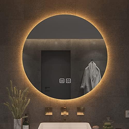 Round Led Mirror for Bathroom Illuminated,Smart Bathroom Mirror,B...