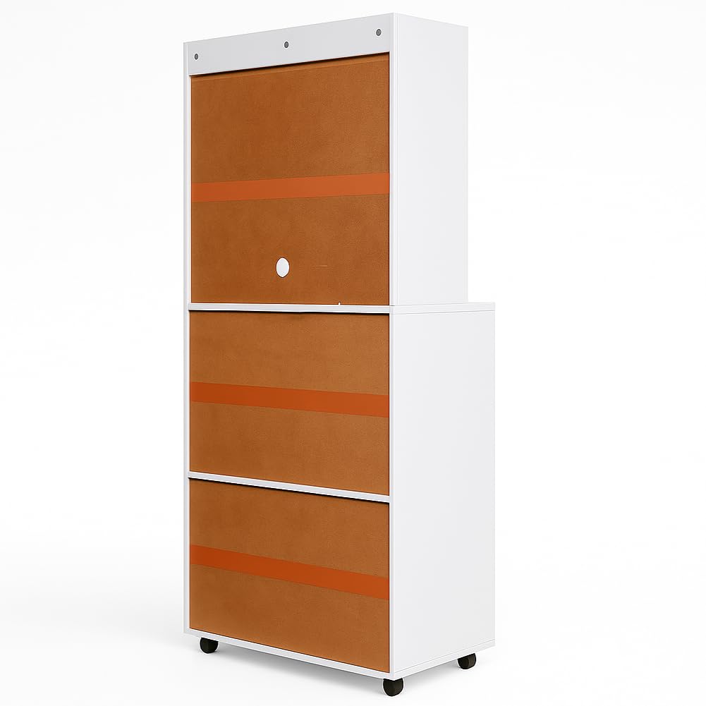 BAKAJI Coffee Station da Ufficio Mobile con 4 Ruote Piroettanti con Freno, Armadio Salvaspazio Stazione del Caffè, Credenza Angolo Bar e Snack Multiuso, Mobiletto con 2 Ante Bianco