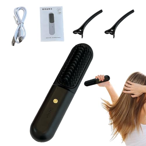 Liscador de pelo de viaje, peine alisador de cabello - Cepillo de alisado ligero,Cepillo de alisador de cabello inalámbrico de temperatura portátil para el hogar y viajar