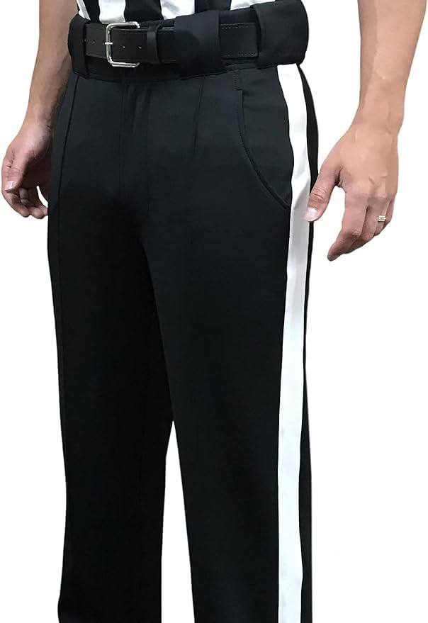 Smitty FBS-185 Warm Weather Football Referee Pants Tapered Fit 1 1/4" White Stripe Official's Choice!