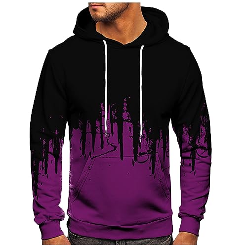 Ymosrh Men's Casual Novelty Print Hooded Sweatshirts Pullover Hoodies with Pocket Streetwear, M-6XL
