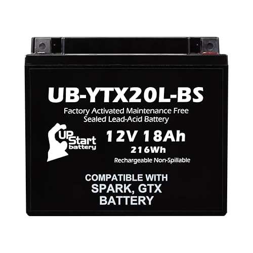UB-YTX20L-BS Battery Replacement for 2018 BRP (Sea-Doo) SPARK 900 CC Personal Watercraft - Factory Activated Maintenance Free Motorcycle Battery - 12V 18AH UpStart Battery Brand