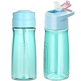 TITIROBA TKK Trinkflasche mit Strohhalm 500ml Auslaufsicher trinkflasche kinder Sportflasche Bpafrei Tritan Für Kindergärten Schulen Sport Blau