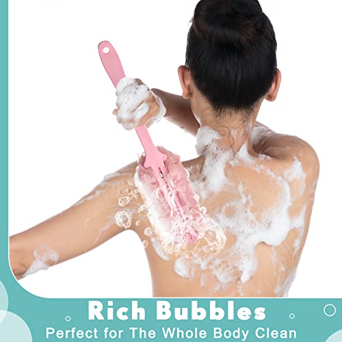 Mimorou 12 Pieces Back Scrubber For Shower, Long Handled Loofah Bath Body Brush, On A Stick Men Women, 17 Inch Soft Nylon Mesh Sponge Exfoliating Cleaning Elderly, Multicolor, 1.0 Count #TOP3