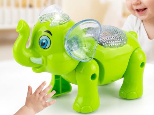 Image of Light-Up Walking Elephant Toy for Kids | Musical LED Flashing Animal Toy with Colorful Lights | Electric Moving Cartoon Elephant Toy for Toddlers, Boys & Girls | Fun Gift for Children