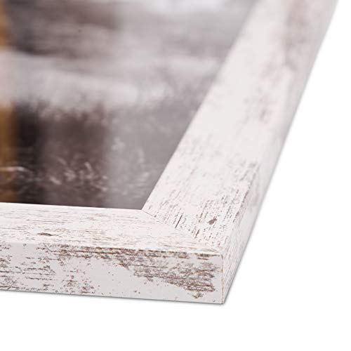 Vadcad 16 X 20 Inch Picture Frames For Wall - White Wooden Distressed Rustic Picture Frame - Barnwood/Farmhouse/Shabby Chic - Unique Grain - Solid Wood With Frame Grade Acrylic Front #TOP4
