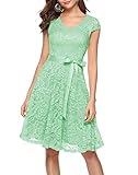 【Stil A】- Spitzenkleid mit V-Ausschnitt: Der Stoff ist weich und bequem und der schöne, dezente Stil ist perfekt für den Alltag, Partys und andere wichtige Anlässe. ❤Der obere Teil dieses Kleides ist aus Stretch-Spitzenmaterial, wenn Ihre Größe zwischen zwei Größen liegt, empfehlen wir Ihnen, die KLEINERE Größe zu wählen.