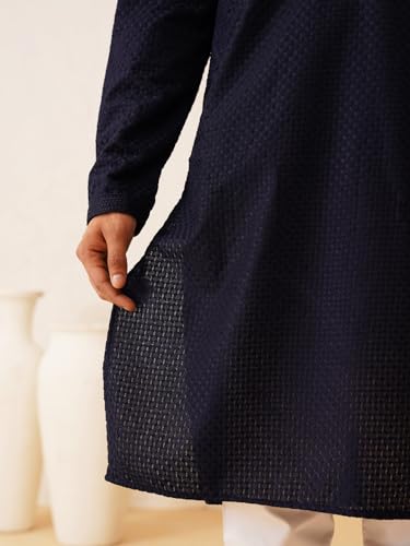 Image of SOJANYA (Since 1958 Men's Cotton Embroidered Thread Work Kurta With white churidar Pyjama